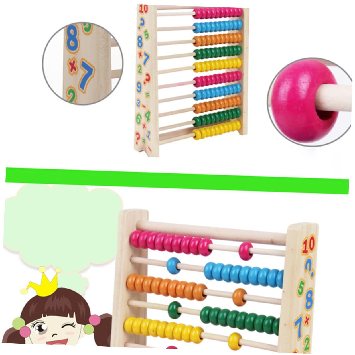 Ábaco para Niños de Madera 10 Niveles Colorido Marco de Cálculo Educativo Juguetes Matemáticos Infantiles Educación Temprana Desarrollo Intelectual Color Aleatorio
