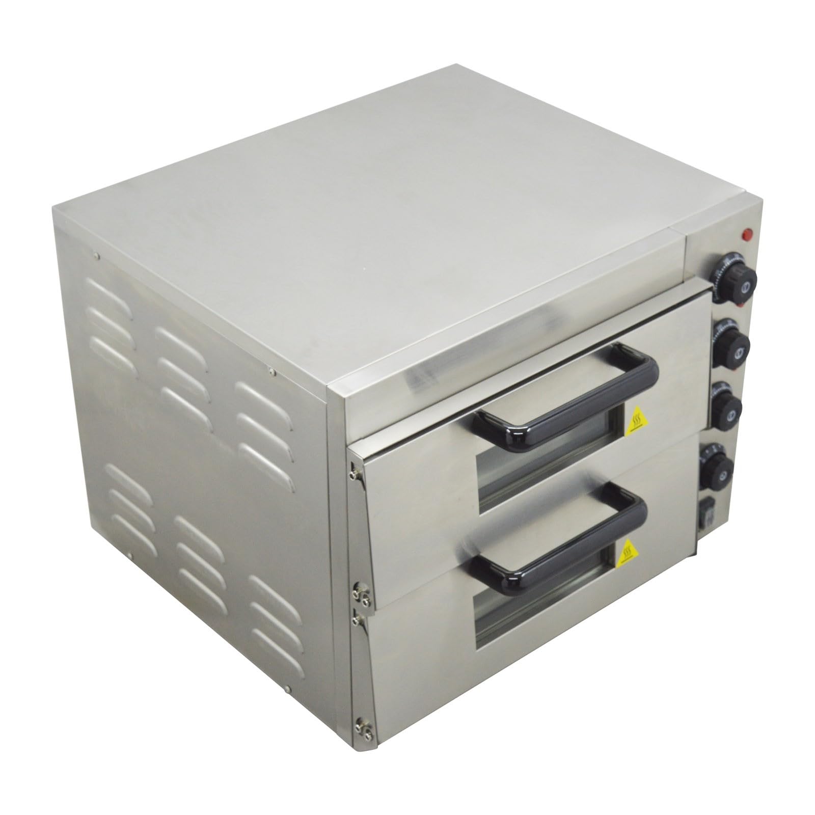 Horno de pizza comercial de 110 V, encimera eléctrica de doble piso, máquina para hornear pizza de 16 pulgadas, horno portátil de acero inoxidable de 3KW con control de tiempo, 0-120