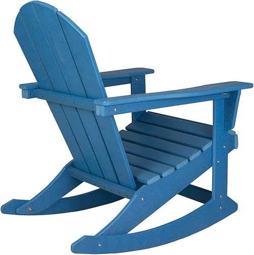 Miniatura 5 de WO - Silla mecedora Adirondack para exteriores asiento tradicional retro para exteriores muebles mecedores astéticos para el día de la playa balcón