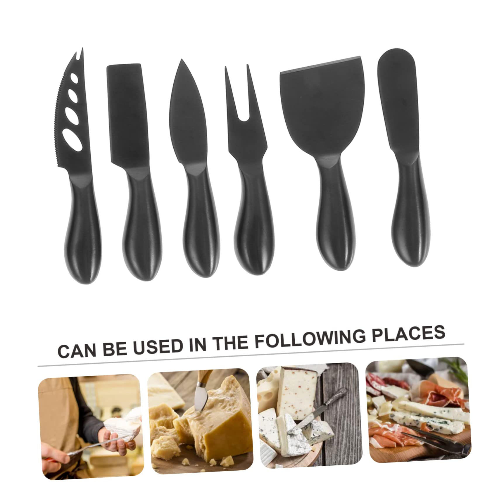 Ciieeo 6 Pièces Set de Couteaux à Fromage Coupe-fromage en Acier Inoxydable Noir Cuisine pour Restaurant Cuisine Maison