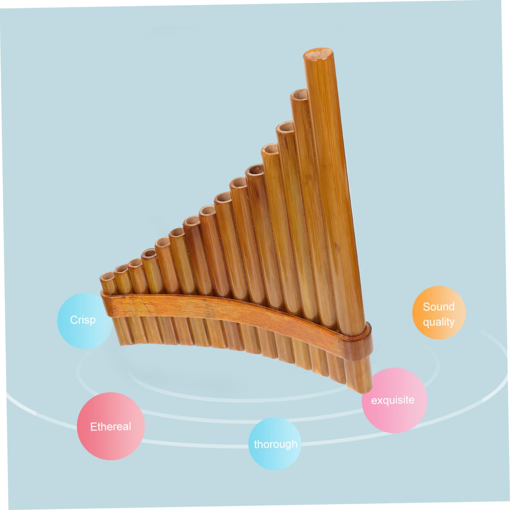 NOLITOY Rohr Panflöte Links Holzfarbe Traditionelles Musikinstrument für Anfänger und Schüler Präzise Tonlöcher Robust und Lehrreich für Musikförderung