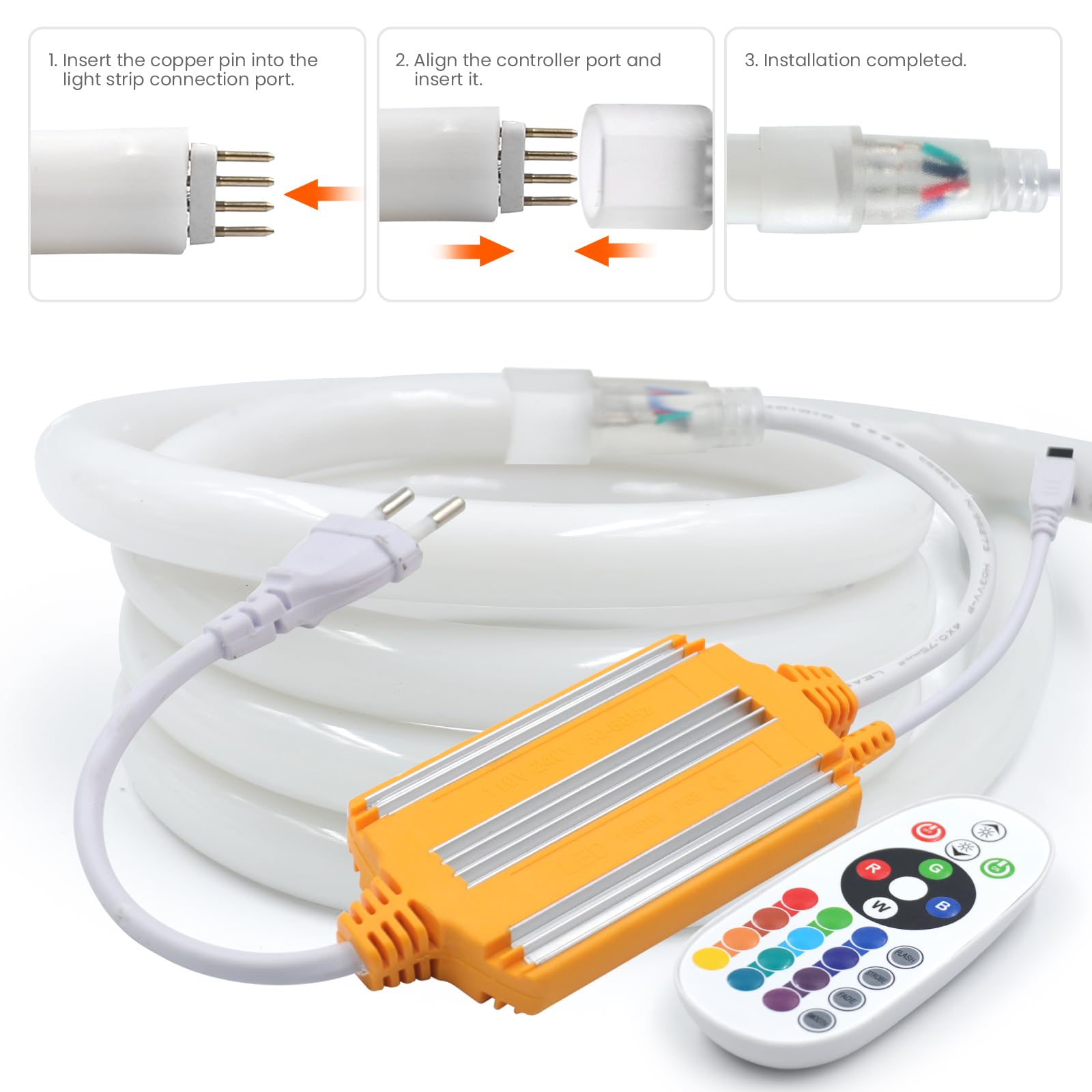 220V RGB tubo LED regulable [7m], 76 LED/m tira LED flexible impermeable de silicona recortable, SMD5050, diseño DIY, decoración para el hogar y tiendas