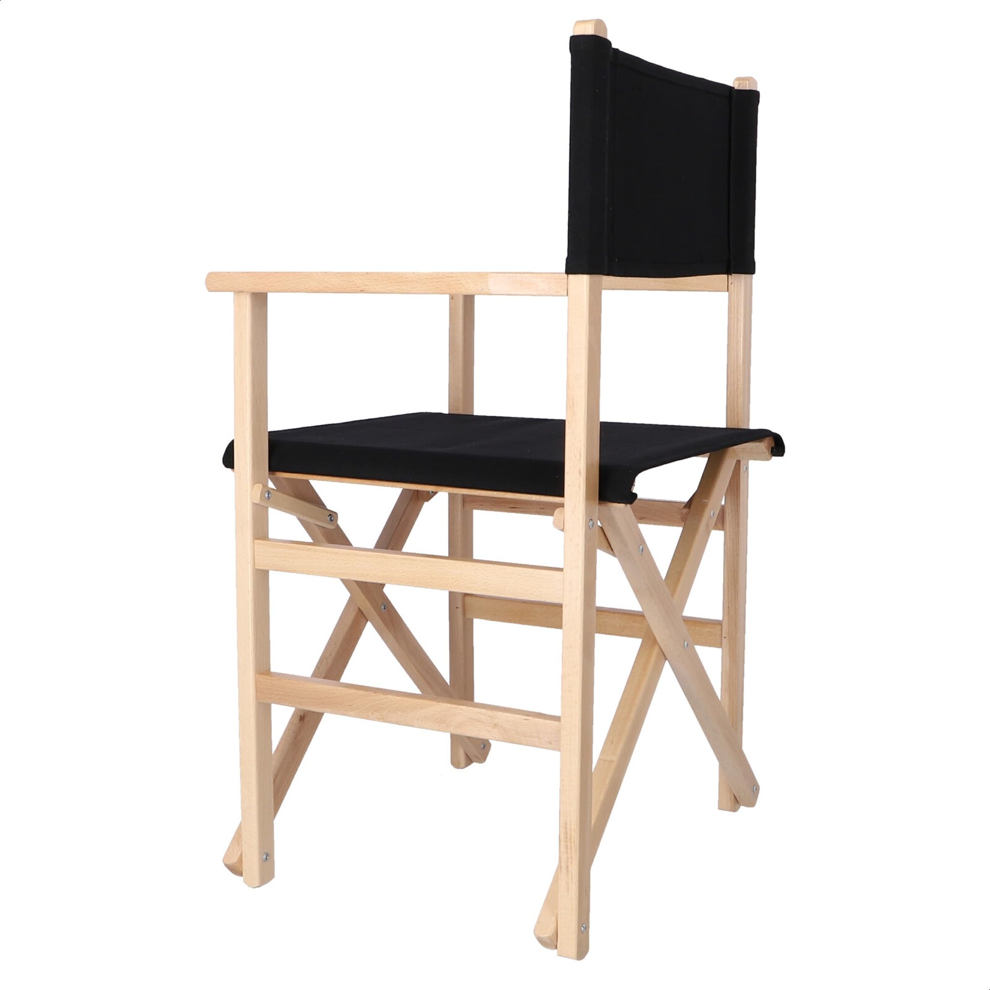 Silla de Director de Madera con Barniz con Lona de Color Negra