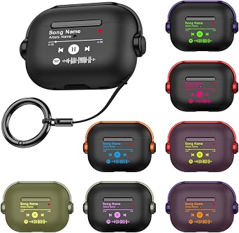 حافظة كود Spotify مخصصة لسلسلة AirPods 1/2/3/4 Gen & AirPods Pro غطاء الجيل الأول/الثاني مشغل موسيقى مخصص قابل للتخصيص لوحة أغاني نص قفل آمن لسماعة الأذن مع سلسلة مفاتيح