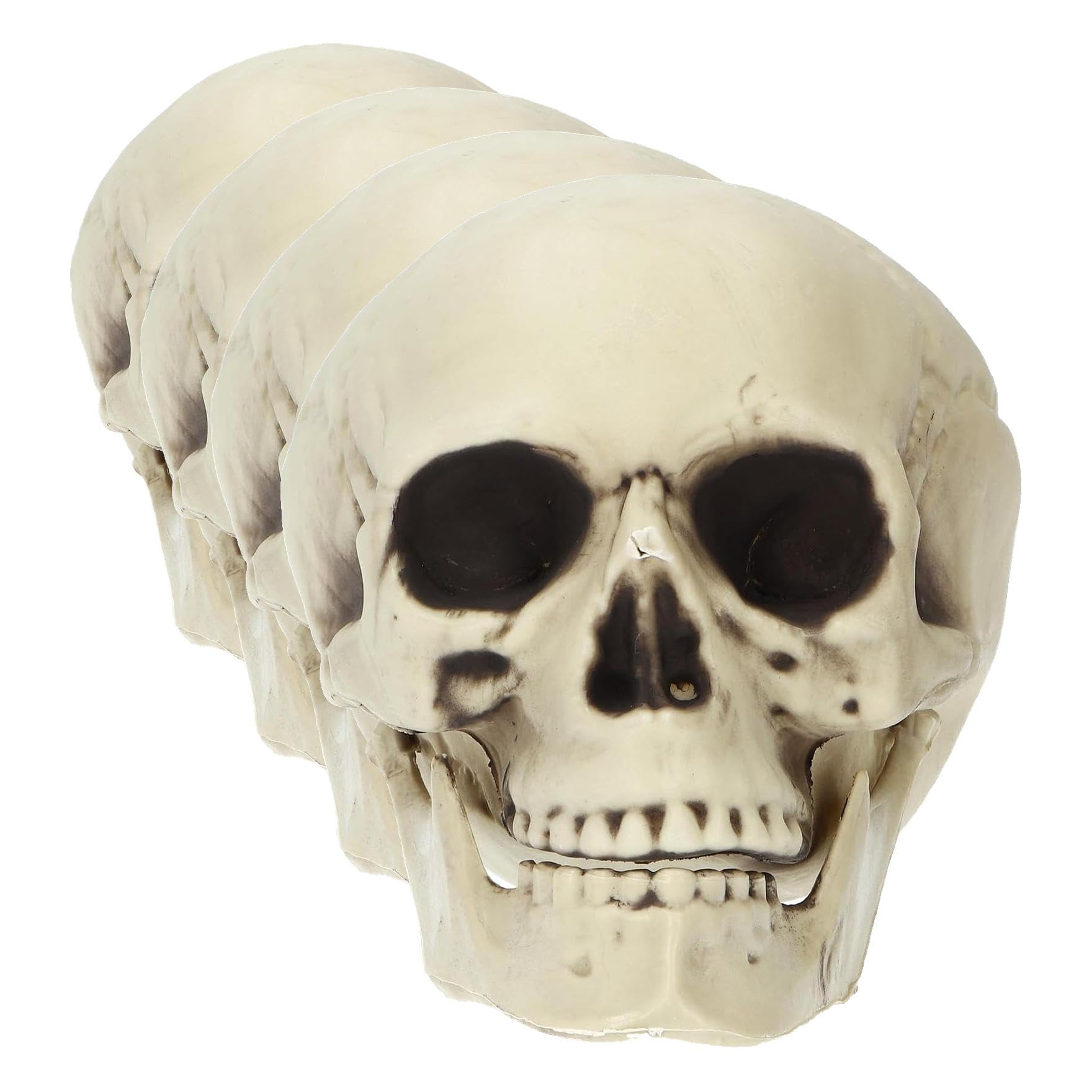 Crâne Halloween blanc 14x17x19 cm lot de 4 accessoires déco de table Folat