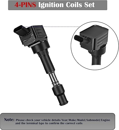 Miniatura 4 de Juego de 4 bobinas de encendido para Hyundai Elantra Veloster Sonata Kia Forte Optima Soul 2017 2018 2019 2020 2.0 L4 paquetes de bobinas de