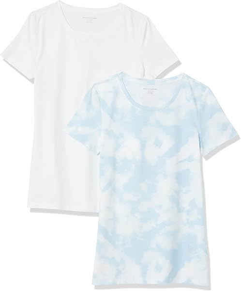 Amazon Essentials T-Shirt a Maniche Corte con vestibilità Classica (Opzioni Girocollo e Scollo a V) Donna, Confezioni Multiple - 1