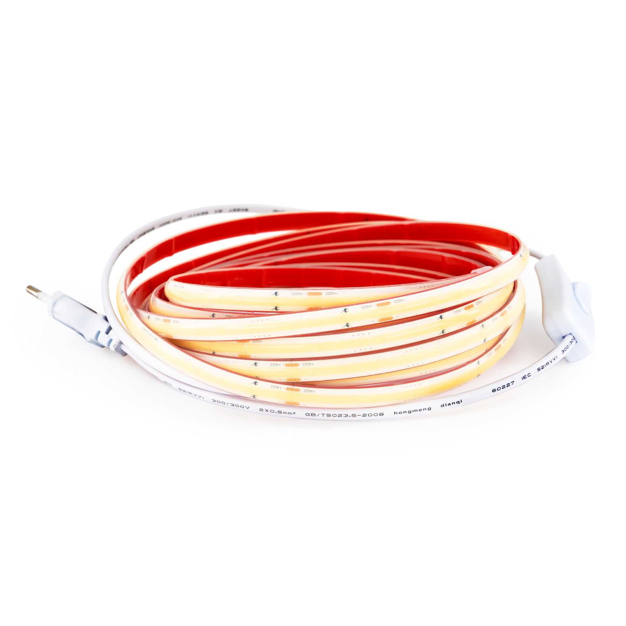 Taśma LED COB 220 V WYSOKA LUMINOŚNOŚĆ, KLEJNY I PRZEŁĄCZNIK. WODOODPORNY Zimny / Neutralny / Ciepły Wodoodporny pasek IP67 (Zimna biel, 15M)