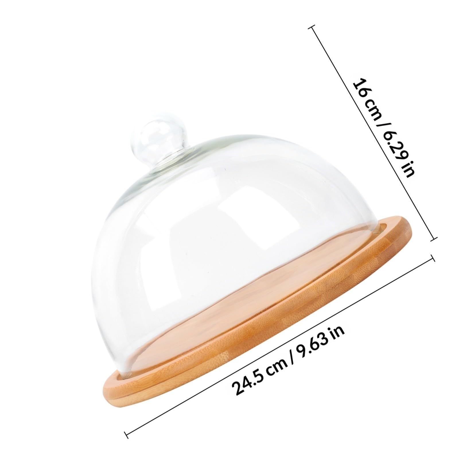 Vassoio per Torte con Cupola in Vetro e Legno per Buffet