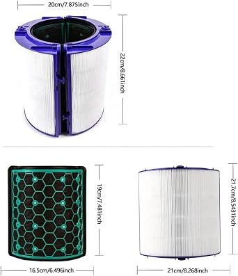 Purmed Hepa Filter + Carbon Filter Compatible with Dyson TP04 HP04 DP04 TP05 HP05