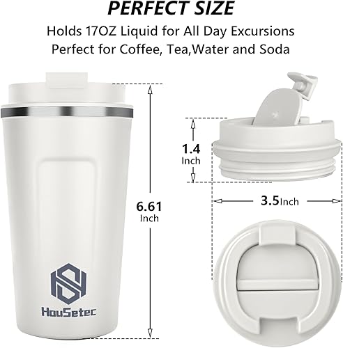 Miniatura 7 de Elayce Taza de café, vasos de café con popotes y cepillos para pajillas, taza de café de viaje con tapas a prueba de fugas para mantener el agua