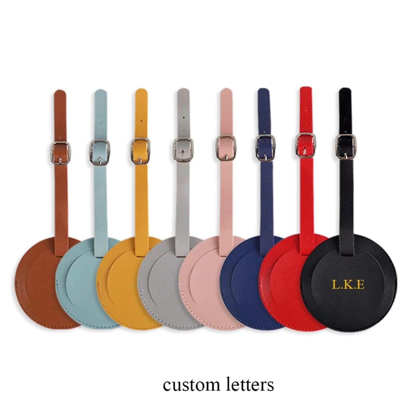 Personalisierte Gepäckanhänger, individuelles Namensschild für Koffer, Rucksack, Taschenanhänger, rund, graviert, Buchstaben, Gepäckanhänger, personalisierbar, Initiale, Reisegepäck, ID, Namensschild