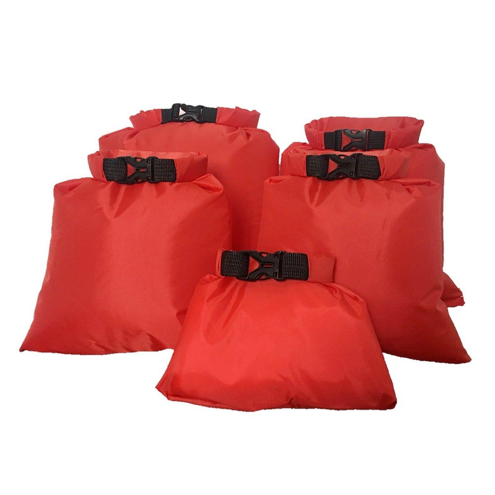 5 Pieces Waterproof Dry Bag Lightweight Fold-Over Roll-Top Sack PU Coated Waterproof Storage Pouch for Travel, Camping, Hiking Red-picture-17
