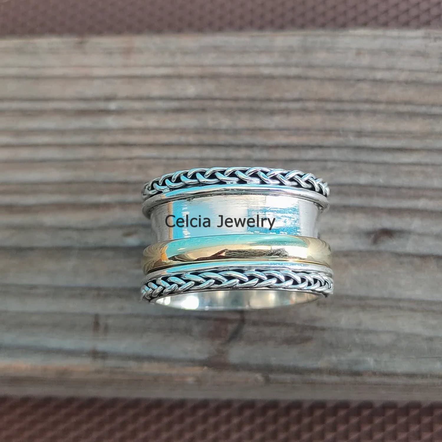 Anillo giratorio de plata de ley 925 para meditación, antiestrés, regalo para el día de la madre, para hombre y mujer (talla 7 de EE. UU.)