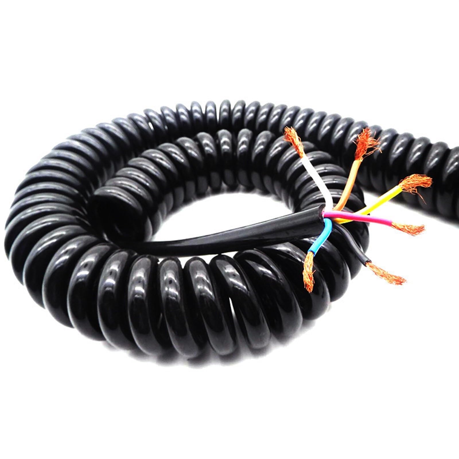 Cable para auricular de teléfono fijo Cable de alambre resorte telescópico en espiral 6 núcleos 13AWG 2 a 15 metros(Stretch 2 meters)