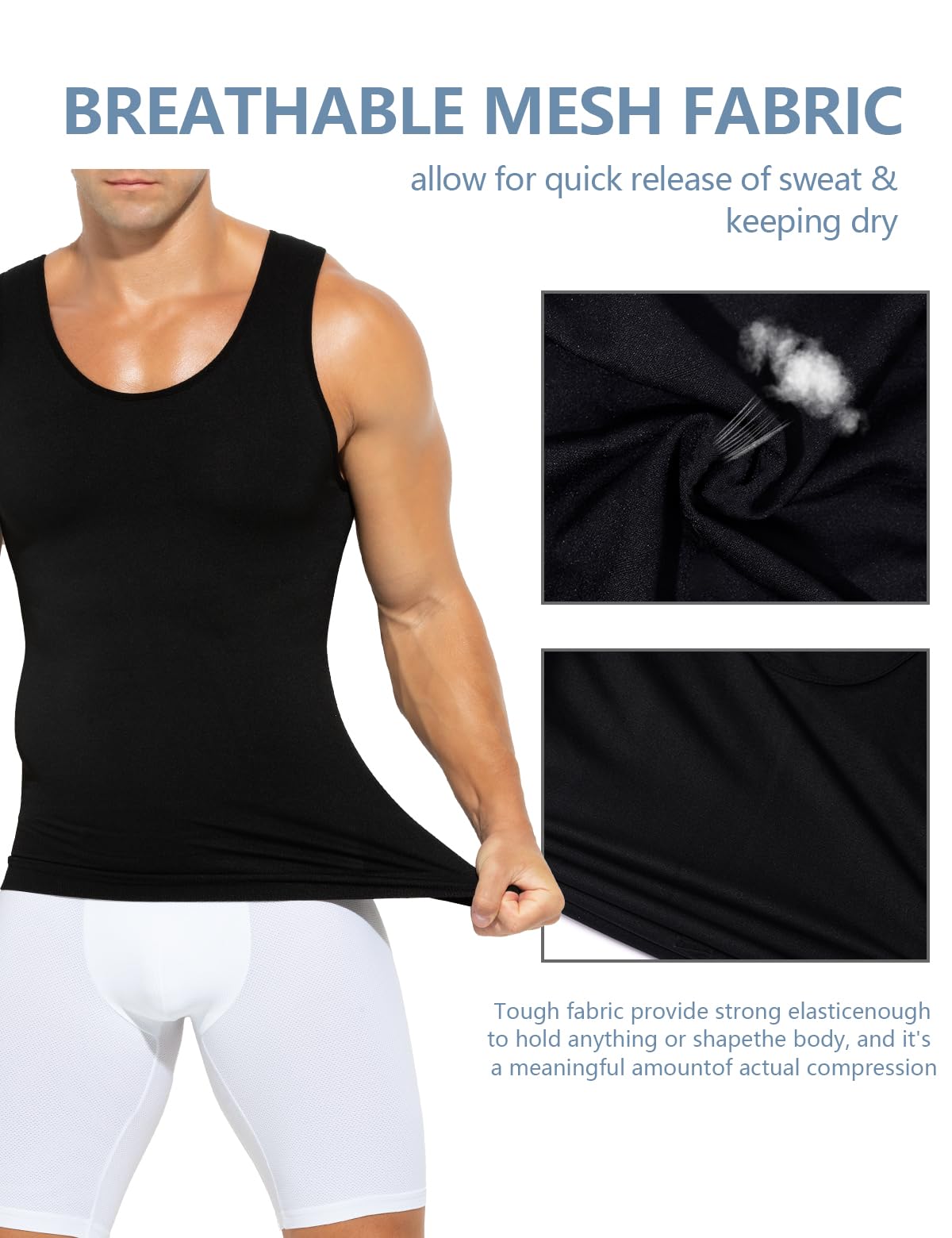 Casey Kevin Chaleco de Compresión Hombre Faja Reductora Camiseta Men's Body Shaper Adelgazante Camisa Moldeadora Chaleco