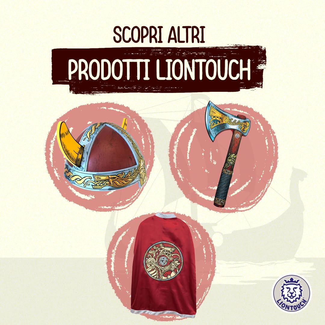 Liontouch - Spada Scudo Ascia da Vichingo per Bambini 3-8 Anni | Giocattolo Antico in Gommapiuma di Capo Harald per Piccoli Guerrieri e Giochi Berserker | Accessorio Sicuro per Costumi e Travestimenti