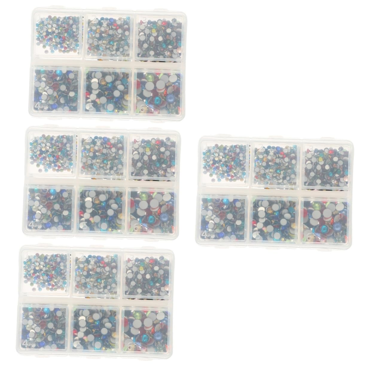 FRCOLOR 4juegos Kit De Rhinestones Para Uñas Decoración De Nail Art Accesorios Para Manicura Diseño Para Uñas y Postizas Compartimentos De Mezclados