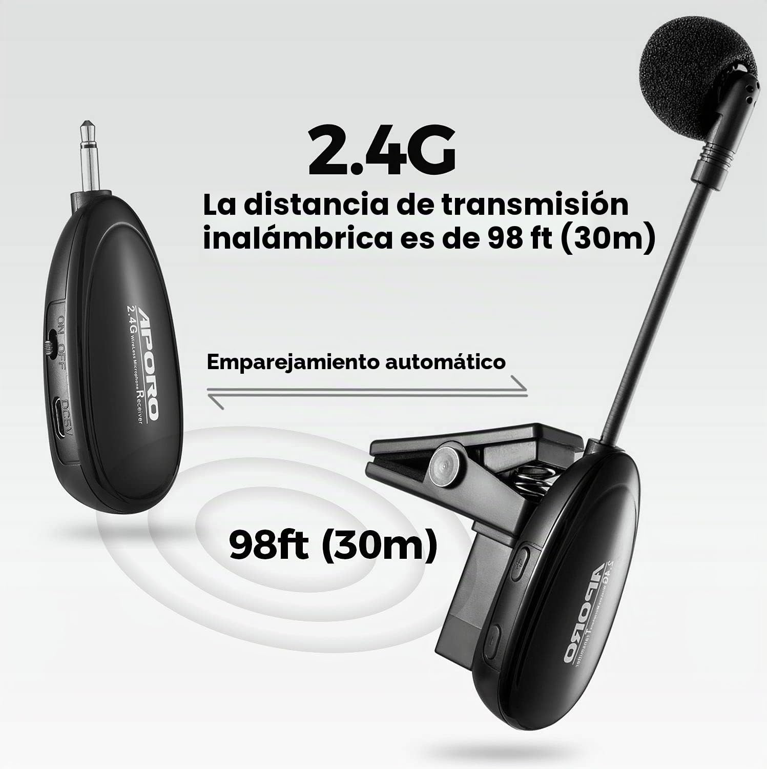 Micrófono de Saxofón Inalámbrico 2.4G, Clip en Instrumentos Musicales Micrófono, Receptor y Transmisor Inalámbrico, para Saxofón y más