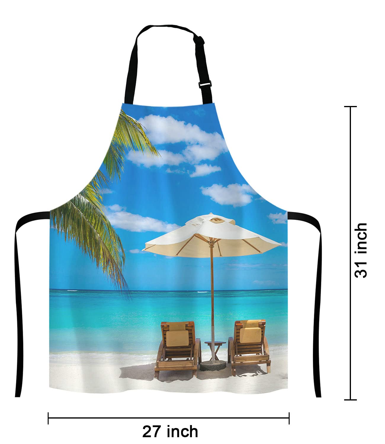 Delantal de playa blanca idílica frente al mar tropical turquesa para el hogar de la cocina a prueba de agua para hornear jardinería para mujeres y hombres