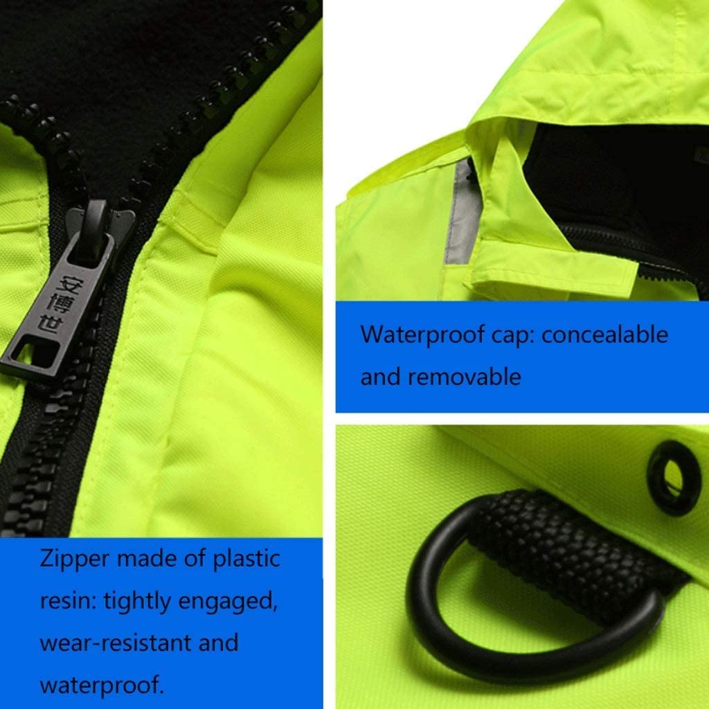 Reflectante Traje Reflectante Impermeable, Chaqueta de Seguridad Pantalones Impermeables Traje 2 Piezas con Bolsillos Chaleco(XXL)