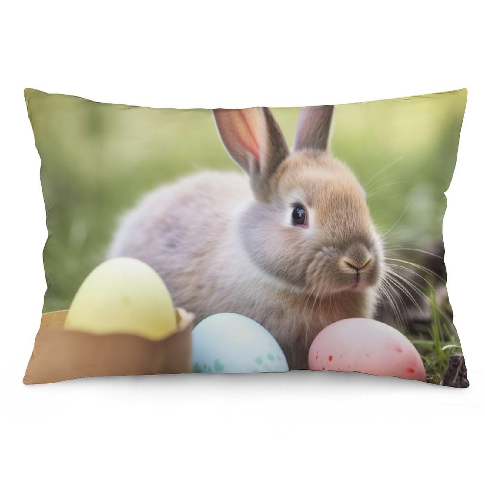 NTVOWPZO 2 Pack Decoration Throw Pillow Covers 12 "x20 Pillowcases Covers Rabbits Eggs Pillowcases Modern Farmhouse Home Decor Sofa Cushions Covers for Couch Bed Living Room