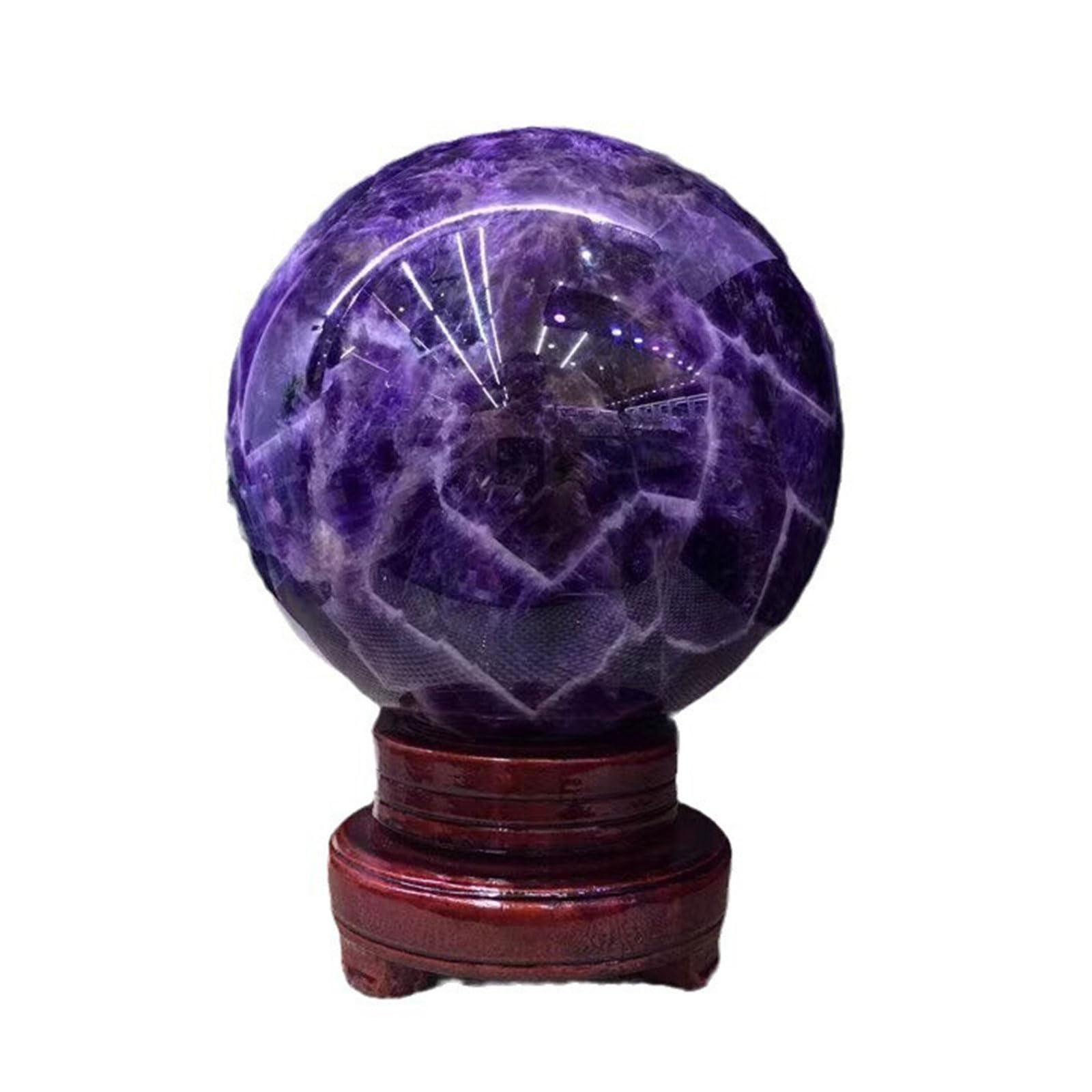 CNTUSRXT Amethyst Crystal Ball Crystals Sphere with Wooden Stand Fantasy Ornaments for Divination Feng Shui Decoration,11cm/4.3in Gemstone Stone