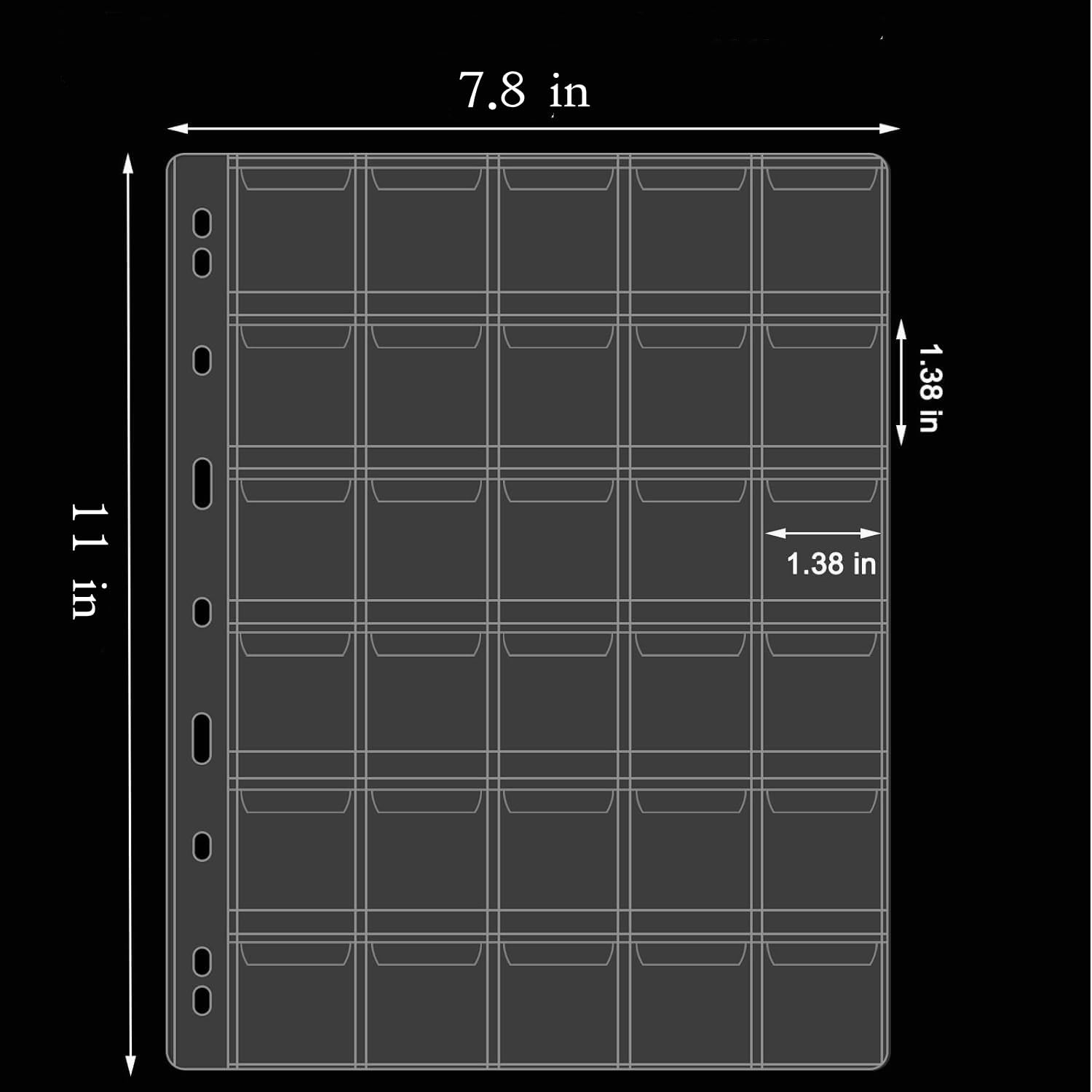 Ettonsun 10 Sheets Coin Collecting Pages 30 Pockets Standard 9-Hole Coin Pocket Inserts Collecting Sleeves Coin Storage Holder for Coin Cllection Book Binder (Pocket: 1.38x1.38 in)