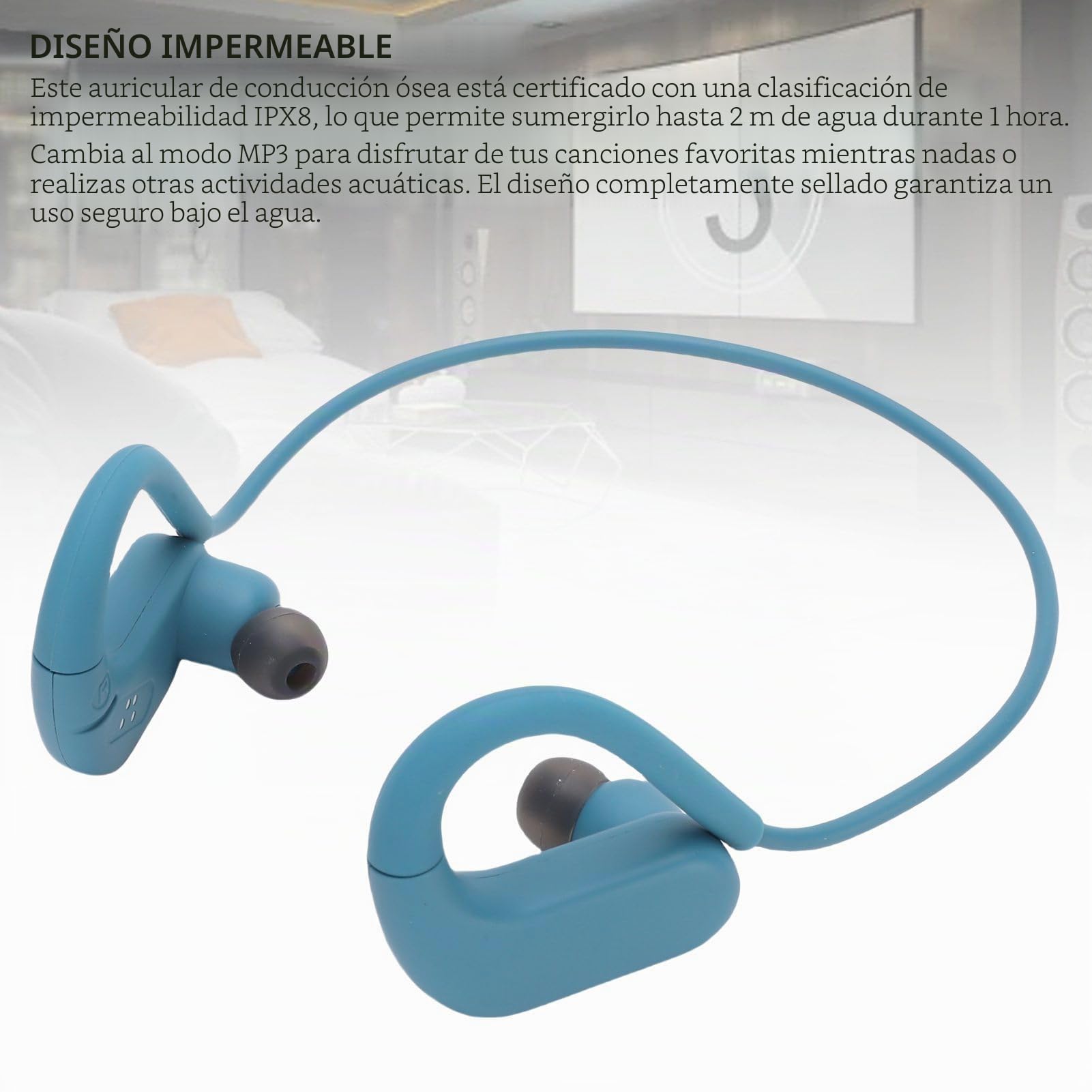 Auriculares de Natación de Conducción ósea, Auriculares Impermeables IPX8 con Modo de Reproductor MP3, Memoria de 8 GB, hasta 16 Horas de Reproducción, Subacuáticos BT 5.4 para Nadar