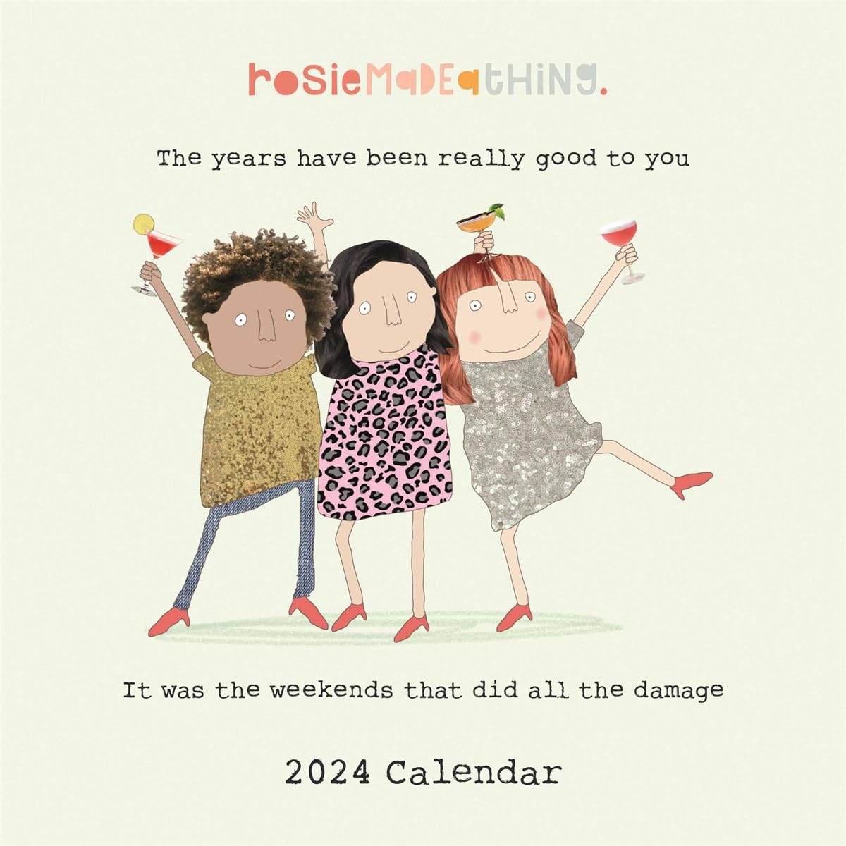 Portico Designs Ltd2024 Rosie Made a Thing Square Wall Calendar Month To View,Multicolour,30.5 x 30.5 cm
