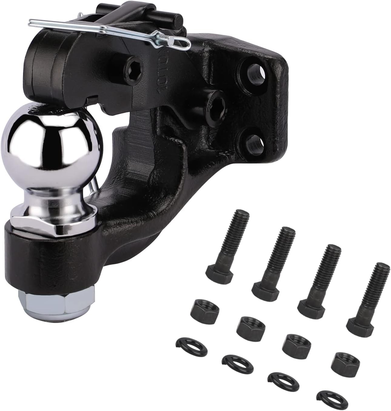 HEYOUTH Gancio di traino Ø 50mm Testa a sfera, fino a 8000kg/8T Giunto combinato Testa di accoppiamento in nero, Gancio di traino a sfera, per Transporter, Pick-Up, Auto Quad, Trattore e molto altro