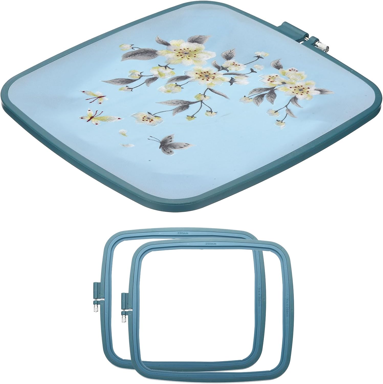 PATIKIL 2 Pieces Square Embroidery Hoops Square Cross Stitch Hoops Frames ABS Plastic Embroidery Hoops for DIY Sewing Tools for Art Craft, Dark Blue