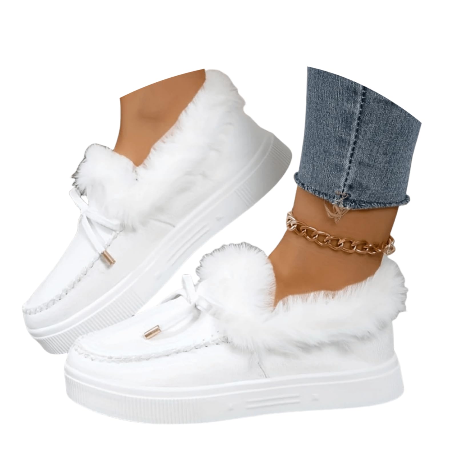 Winter Boots For Women Fashion Warm Fur Lined Snow Ankle Booties Comfortable Thickening Slip On Loafers Shoes 2025
