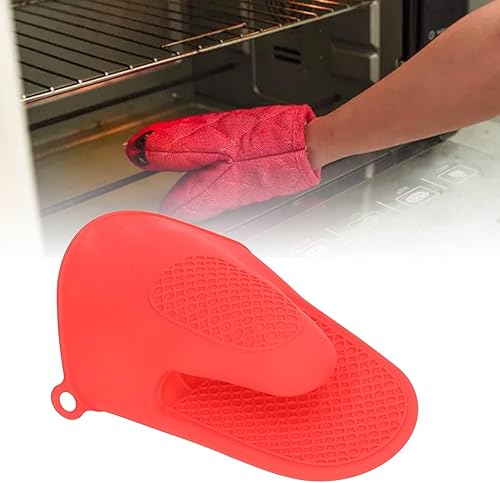 2 pares de mini guantes de horno, guantes de silicona resistentes al calor y al deslizamiento, mini manoplas de silicona para cocina y hornear (rojo)