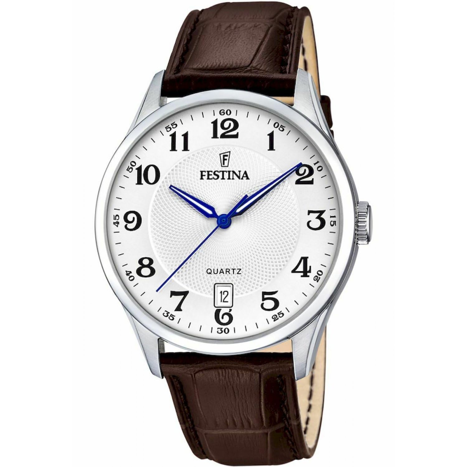 Festina Reloj Hombre Analógico de Cuero Marrón - Movimiento de Cuarzo - Calendario - Cristal Mineral de Alta Resistencia - Resistente al Agua 5 ATM Elegante F20426/​1