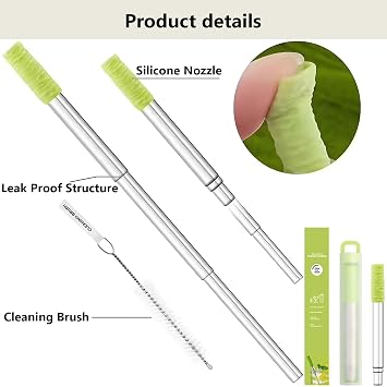 Reusable Stainless Steel Straws 3 Pack - 3 Colors - Lightweight & Length Adjustable - Eco-Friendly Drinking Straws for Travel, Home, Office