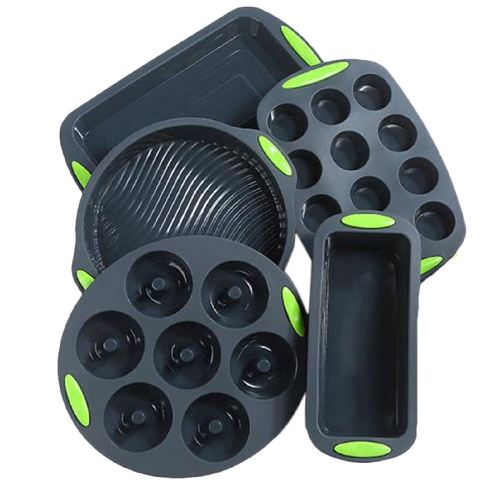 5 sztuk Nonstick Silikonowy zestaw do pieczenia-Ciasto Formy do chleba Blacha do pieczenia Donut Muffin Pan Zestaw arkuszy do pieczenia