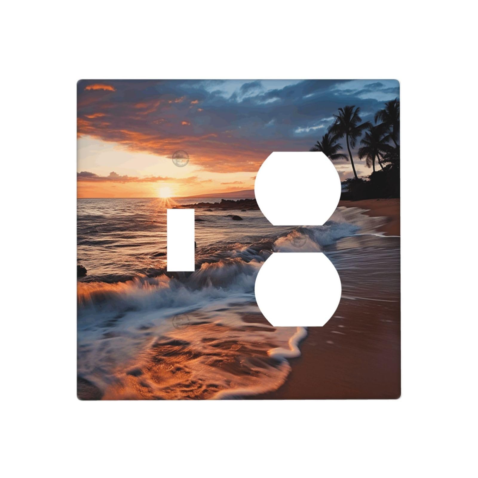 Decorator Wall Plate 2 Gang Light Switch Covers Beach Maui Hawaii Sunset Sea Waves Clouds Wallplate Double Toggle Switch Plate Standard Size Electrical Outlet Covers Decorative Wall Switch Plate Cover