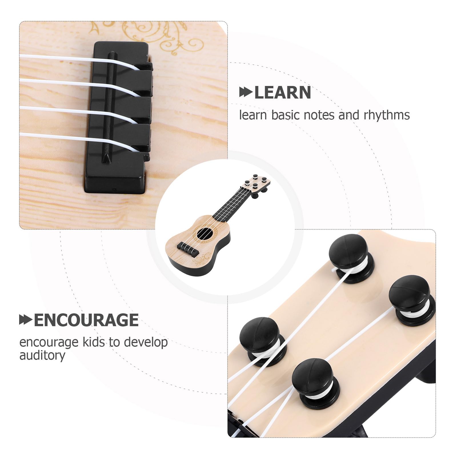 Juguetes de ukelele para niños – Mini guitarra de 4 cuerdas, instrumento de iluminación musical para edades de 3 a 5 años, regalo divertido y educativo 7