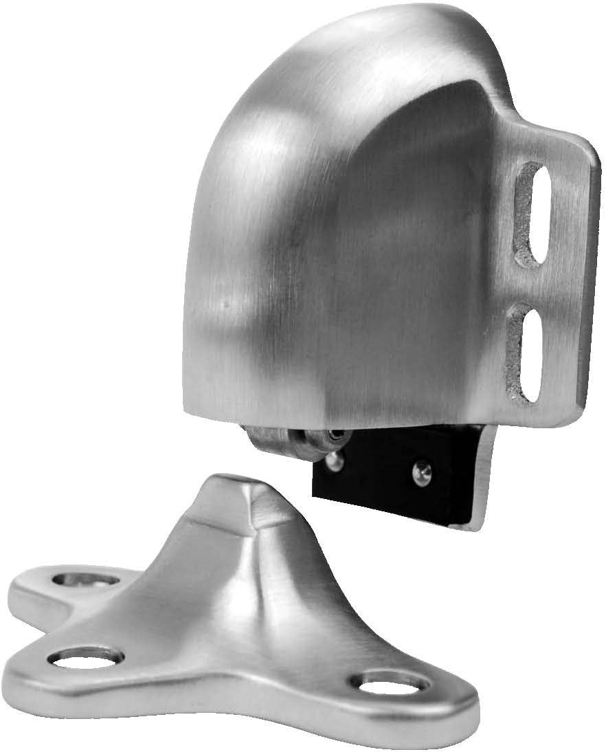 Don-Jo 1520 Cast Brass Door Holder, Satin Chrome Plated, 3" Width x 3-1/2" Height, 1/2" or Less Door to Floor Clearance