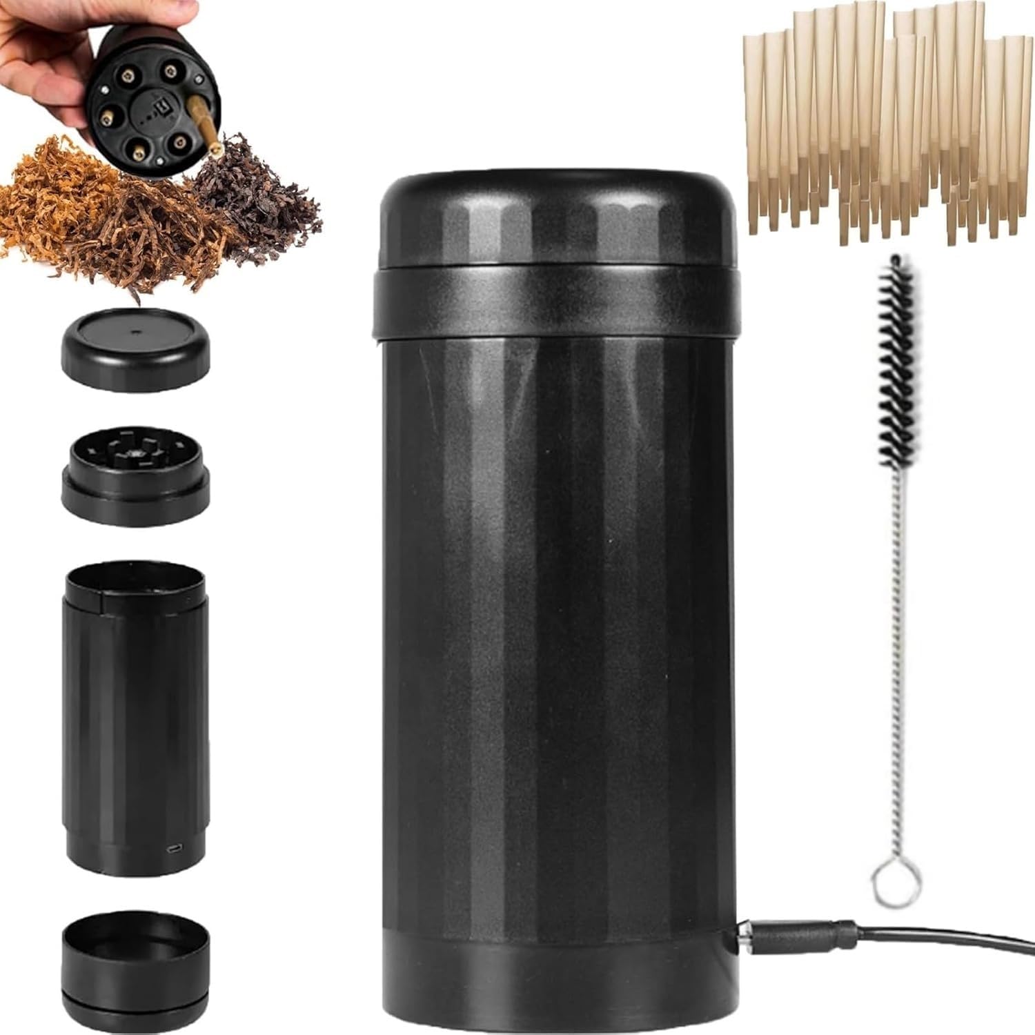 2in1 Roller Mills, Portable Swift Roll Cylinder Machine, Pro Roller Electric Grinder and Cone Filler, Say Goodbye to Hassle of Rolling by Hand