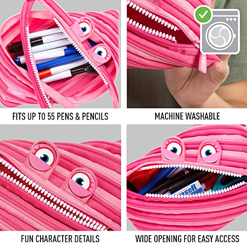 Image of ZIPIT Wildlings Large Pencil Case for Girls, Cute Zipper Pouch for Kids and Teens, Stationery Bag for School ,Pink