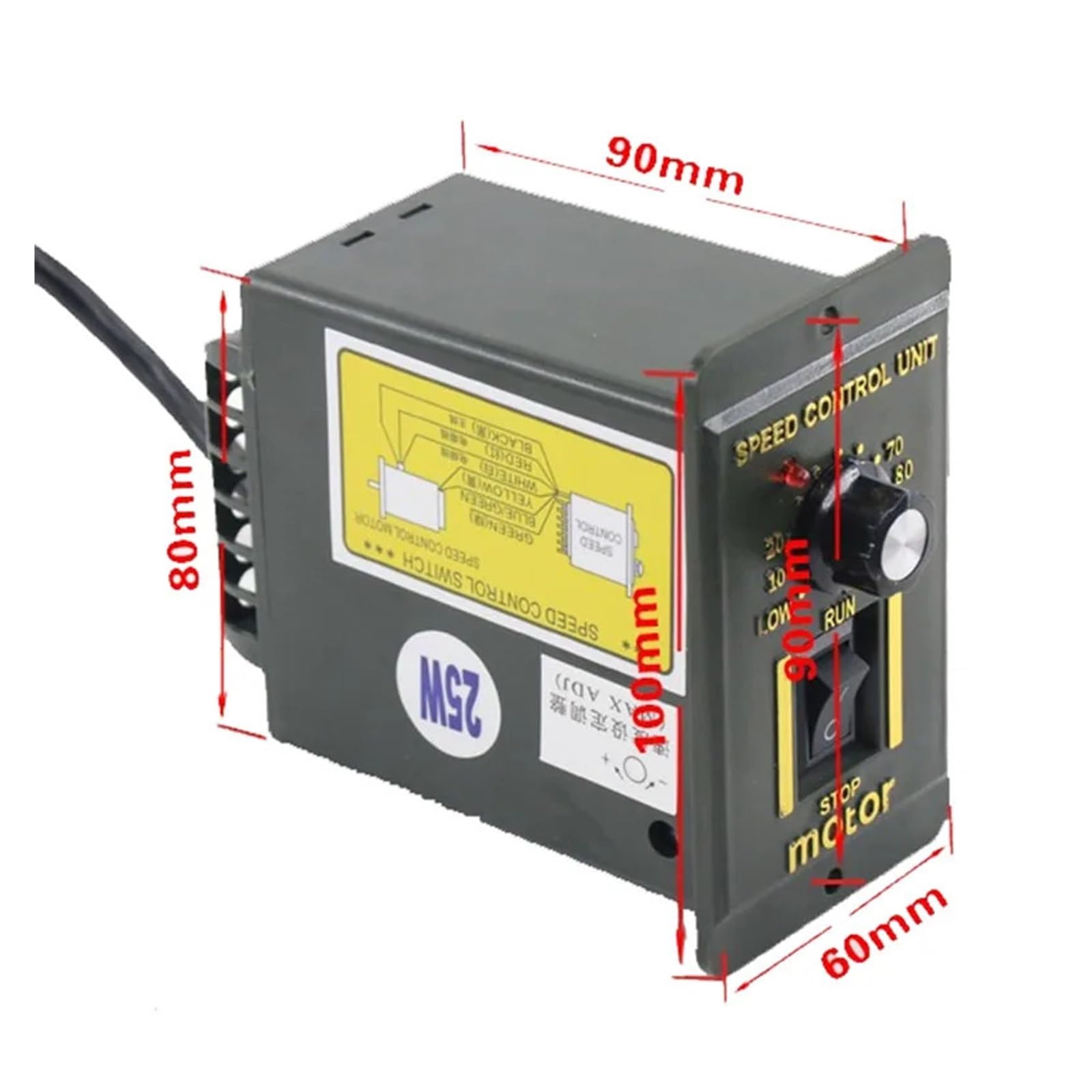 RV40 60W 220V AC Worm Gear Dual Output Shaft Motor with Self-Locking Function with Speed Regulator Adjustable-Speed CW CCW(0-280rpm)