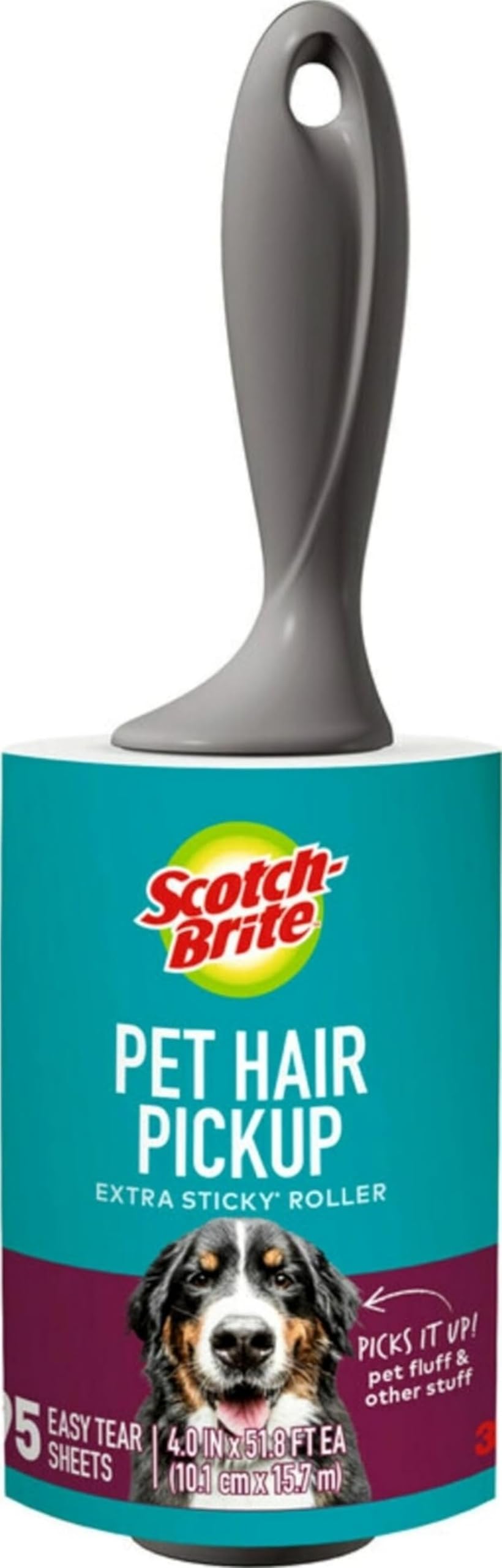 Scotch-Brite Pet Hair Extra Sticky Lint Roller, 95 Sheets, 1 Pack