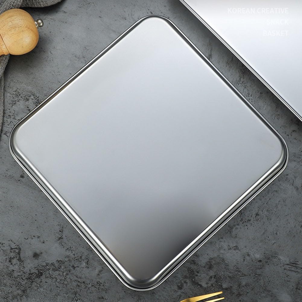 Ensemble de plaques de cuisson rectangulaires en acier inoxydable pour la cuisson des cookies au four (40 x 40 x 2,5 cm)