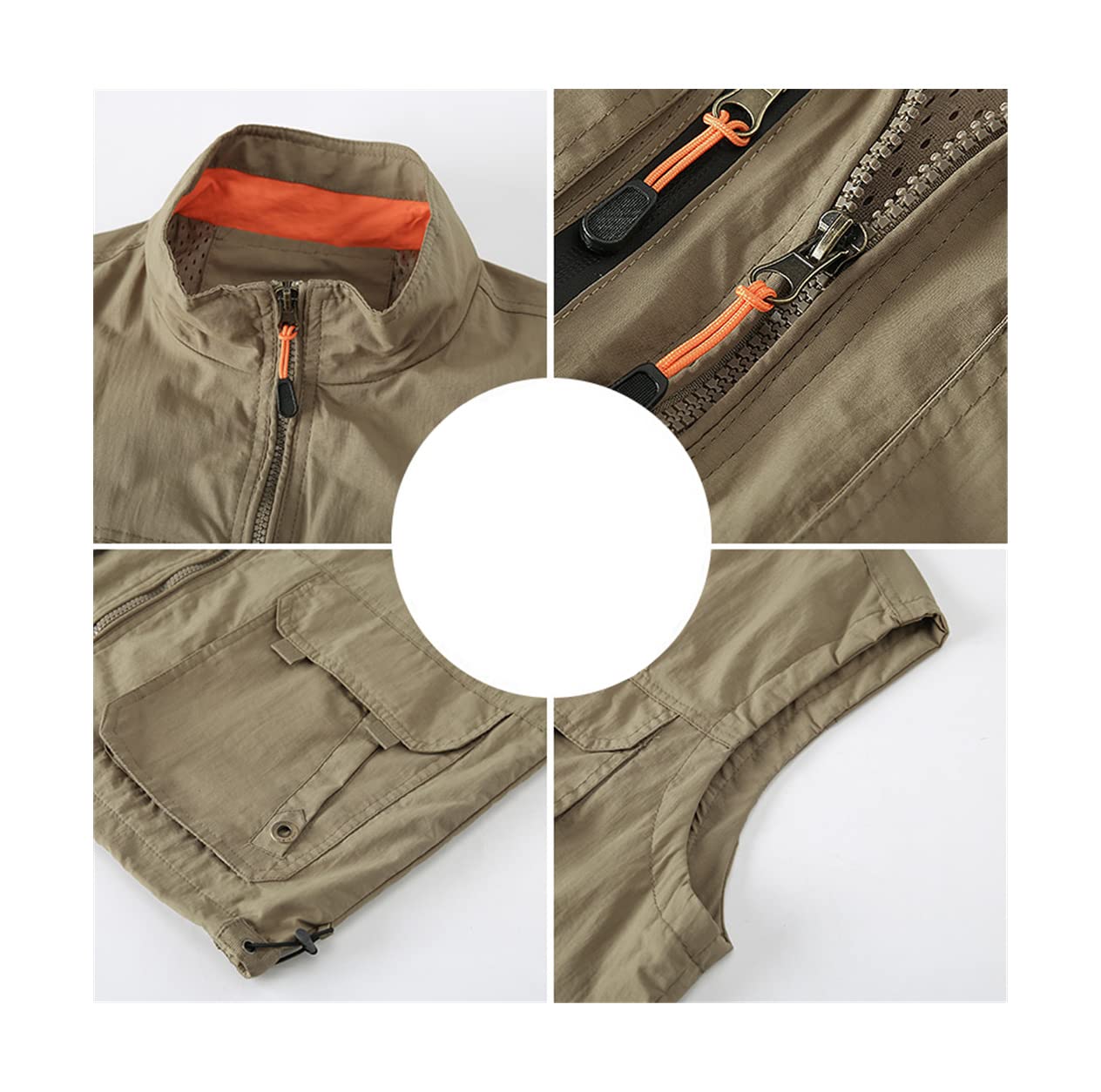 Chaleco de abrigo para hombre, chaleco de fotógrafo, herramienta muchos bolsillos de malla de trabajo sin mangas chaqueta cálida de forro polar
