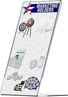Acrylic Sign Holder 4" x 9" Small Flyer Frame Clear Picture Sleeve Menu Pricing Side Loading Tabletop Business Owners Product Pricing Events Restaurants Drink Specials by Marketing Holders