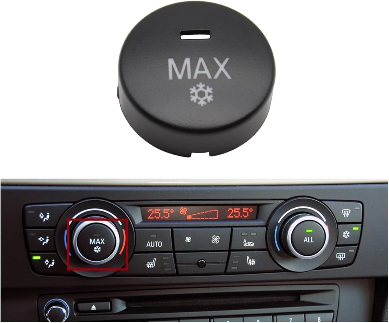Car Dashboard Air Conditioning Ventilation Control AC Button Compatible 1 3 X1 X3 Series E81 E82 E87 E88 E84 E90 E91 E92 E93 F25(Rotary Cap-MAX)