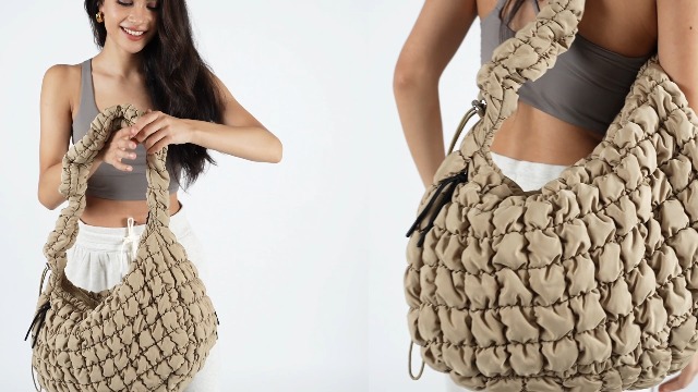 Bolso grande acolchado tipo tote para mujer miniatura 7