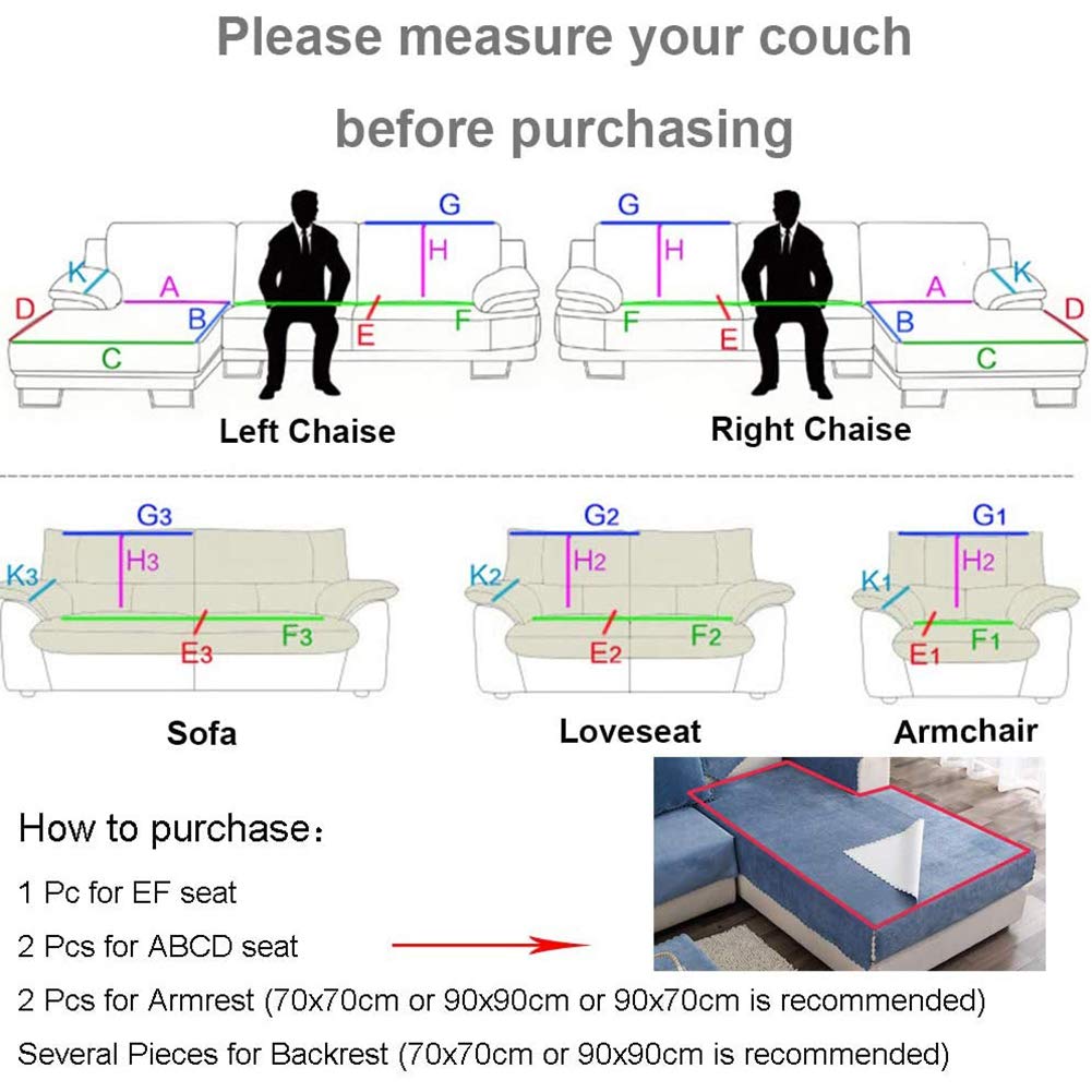 Felpa Cubiertas De Sofá para 1 2 3 4 Cubierta De Sofá,Polvo-Prueba Terciopelo Elástico Soft Couch Cover,Ajuste Fácil Lavable,Cubierta De La Silla Recliner Mueble Protector De Sofá-